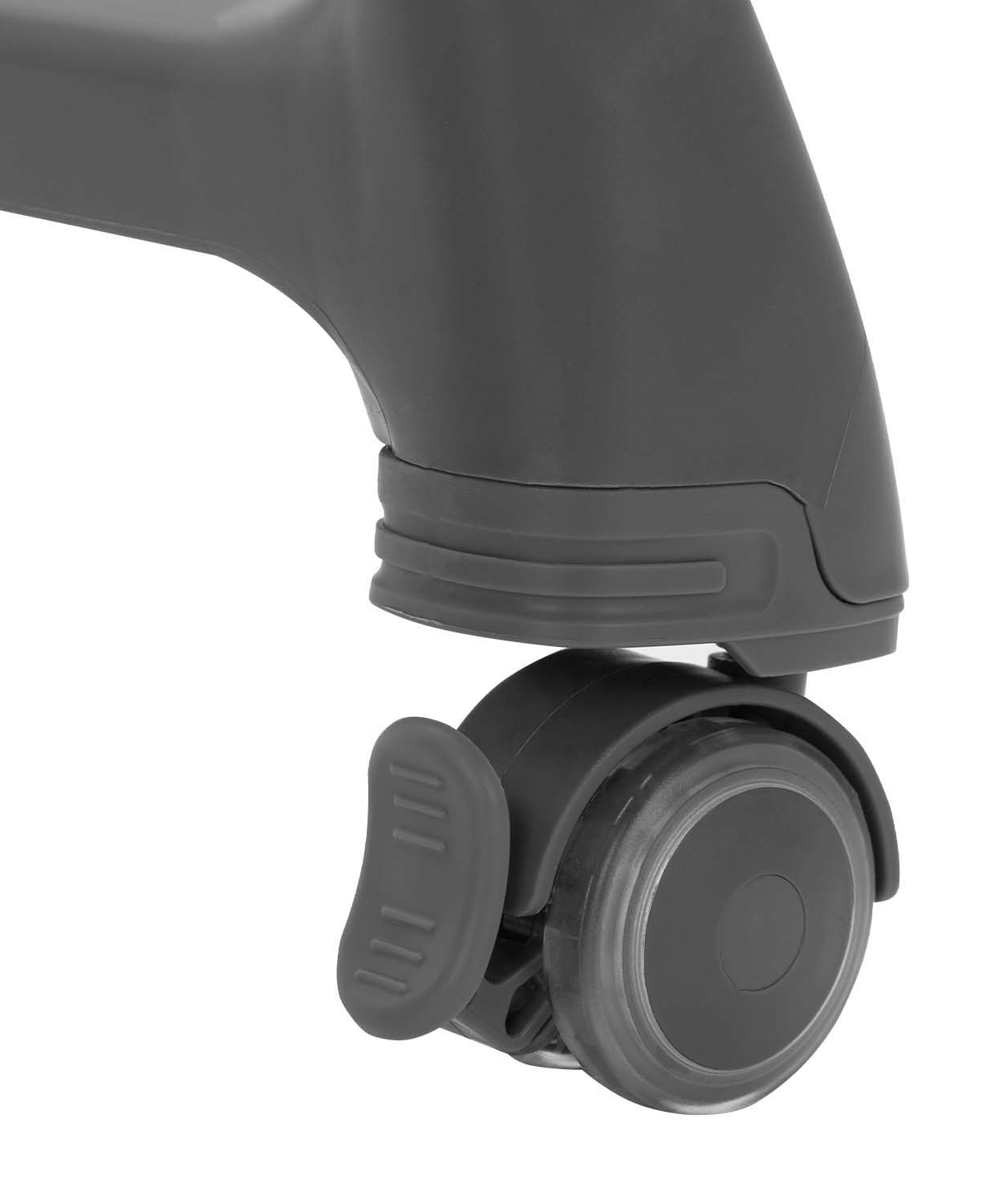 Шезлонг, стульчик для кормления и бустер Comfort 2025 Четыре прорезиненных колеса, со стопорами на каждом, позволят без усилий перемещать стульчик.