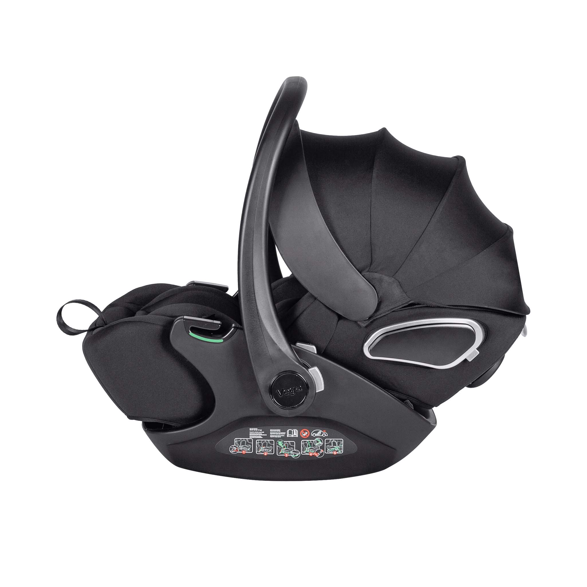 Автокресло Vega + base 2024 ANIM Вне автомобиля или во время остановки можно изменить угол наклона сиденья для отдыха.