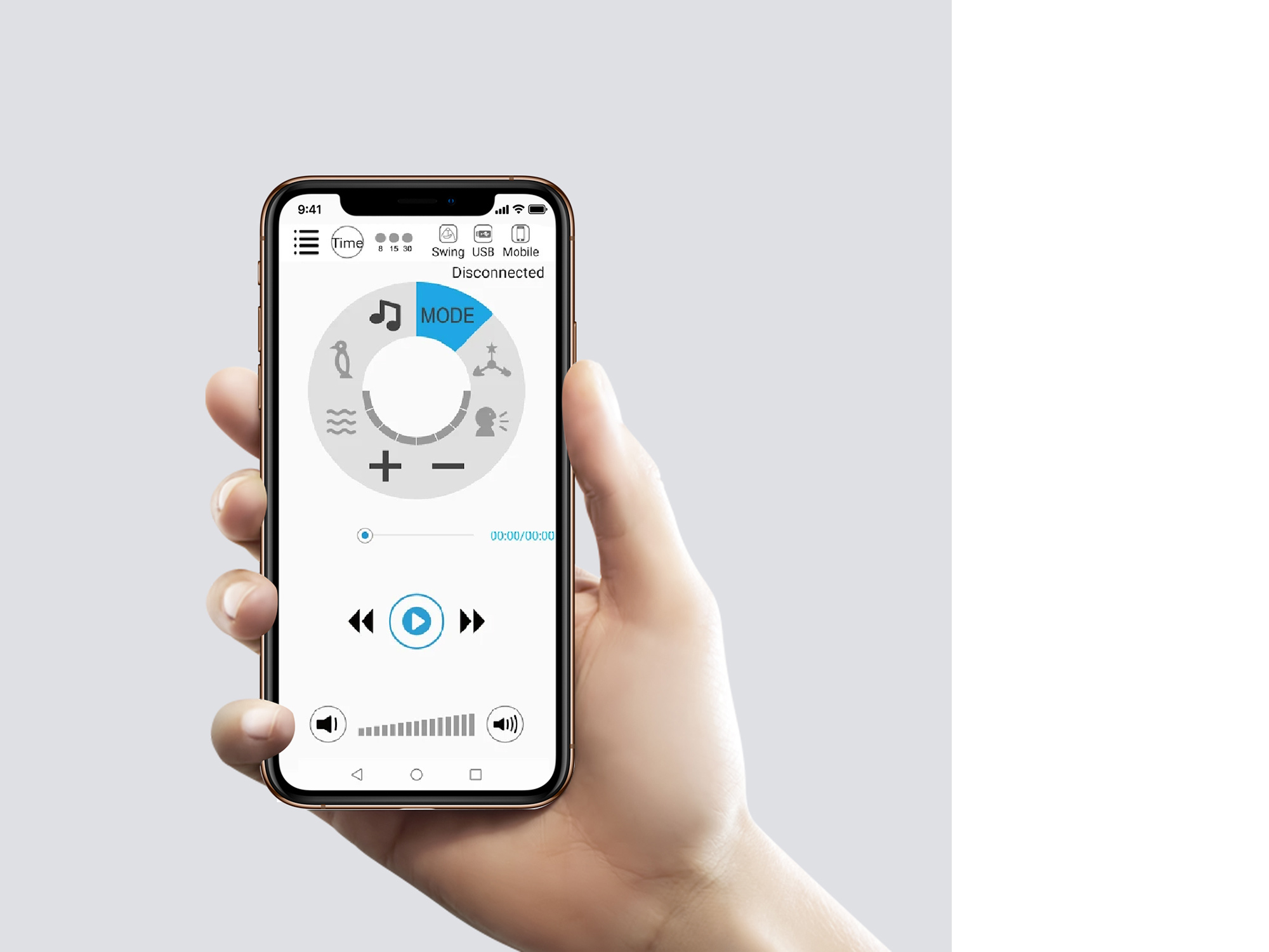Стульчик-качели Cascata 2023 Cascata управляется с помощью приложения для телефона, или панели управления. 