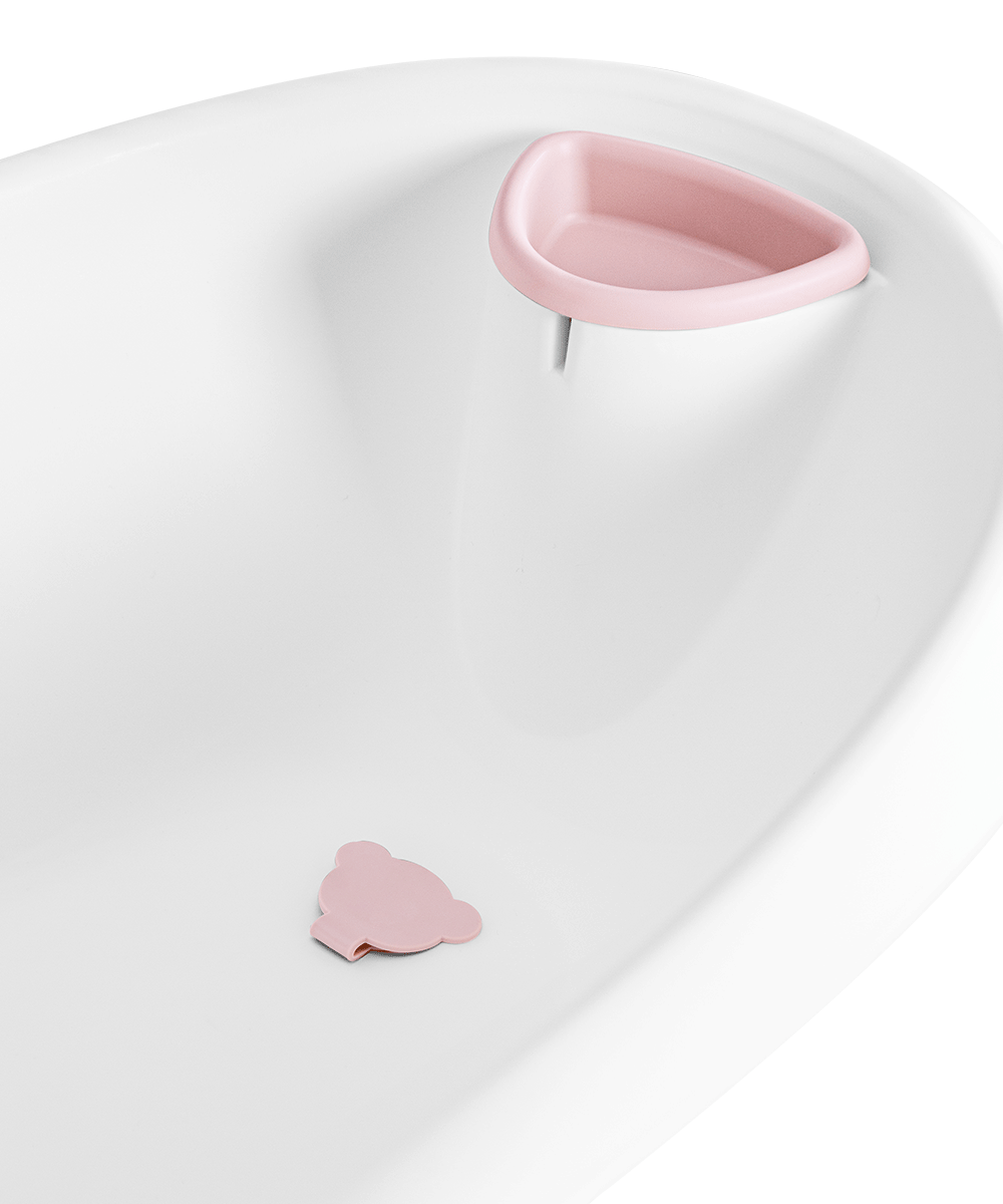 Детская ванночка с шезлонгом Auri 2026 ANIM Слив с силиконовой пробкой облегчает опустошение ванночки.