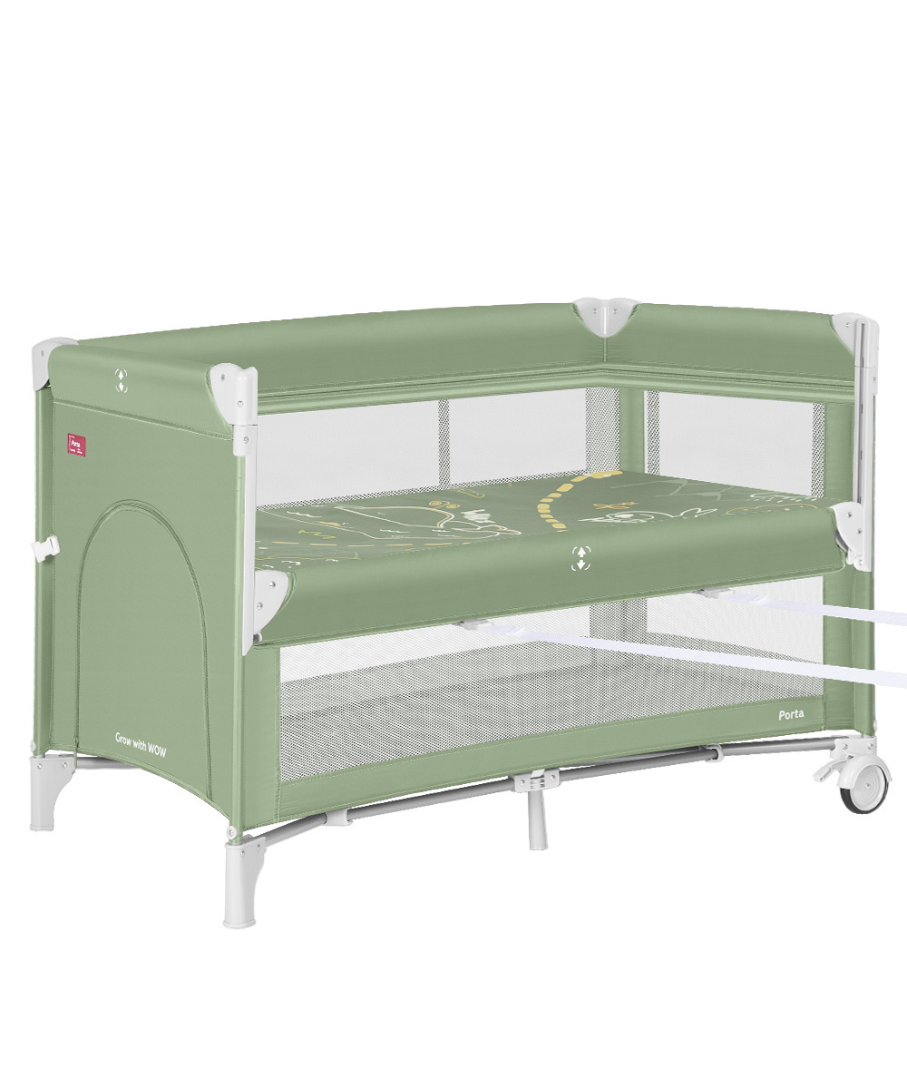 Приставная кровать-манеж Porta 2025 Кроватка Porta легко присоединяется к кровати родителей.