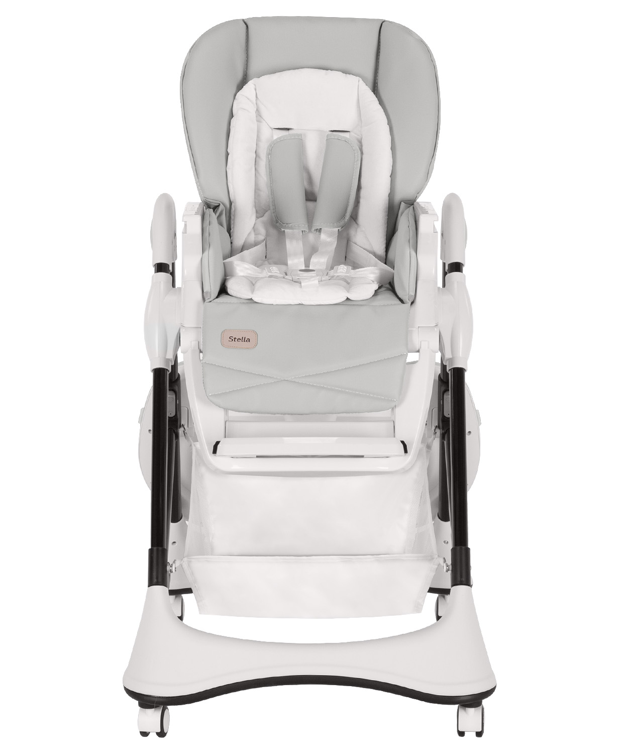 Стульчик для кормления Stella 2023 Модель сочетает лаконичный дизайн и необходимый комфорт: мягкое моющееся сиденье из эко-кожи, уютный матрасик и надёжные пятиточечные ремни безопасности.