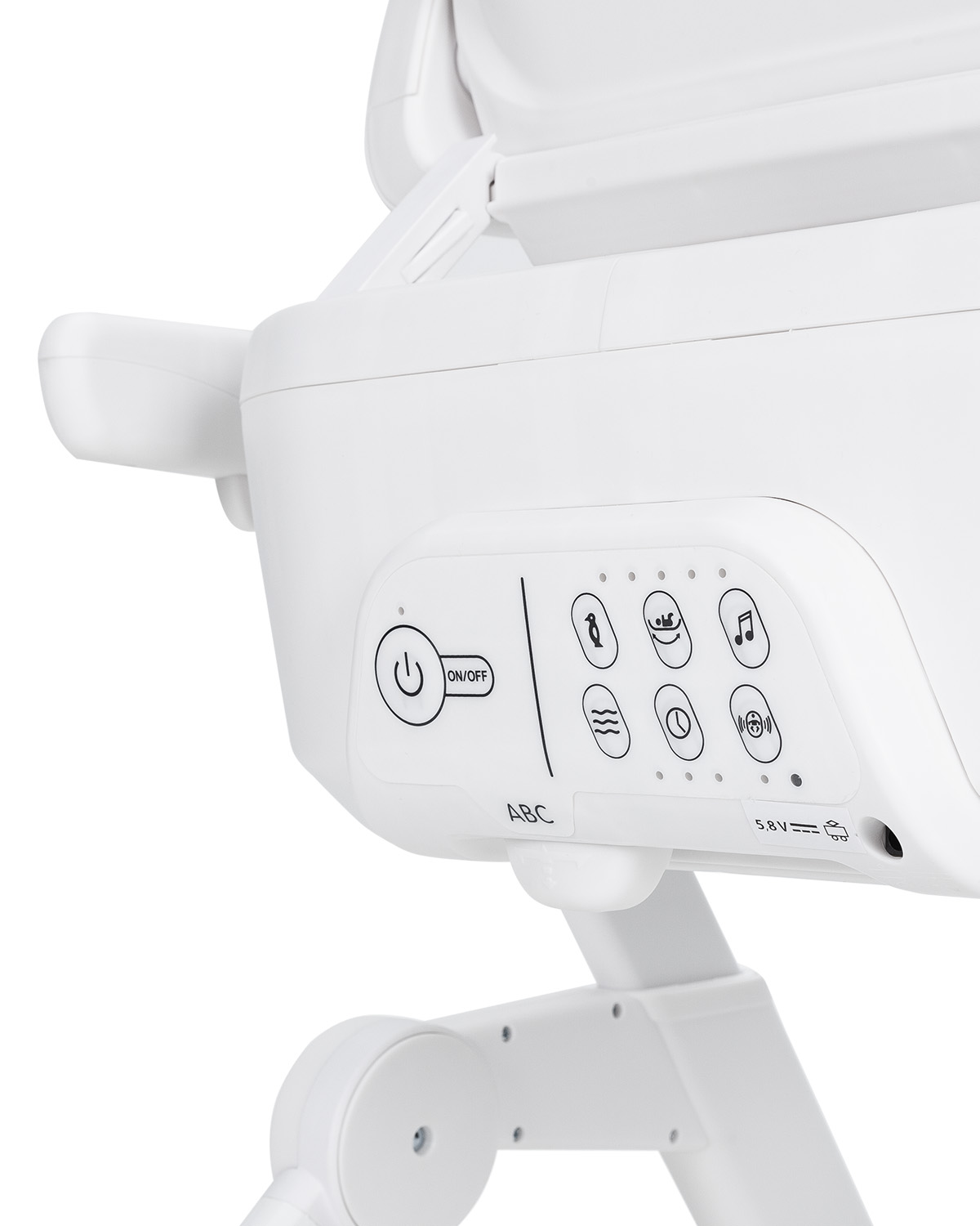 Стульчик-качели Alto 2025 ANIM Управляйте устройством с помощью пульта дистанционного управления, или с помощью сенсорной панели: