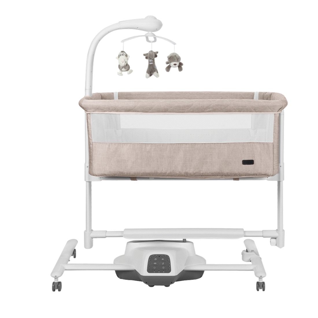 Приставная кроватка Bloom 3 в 1 2023 ANIM Кроватка поможет убаюкать малыша и поддерживать его сон с помощью встроенного датчика движения, который включает укачивание, как только что-то потревожит малыша.